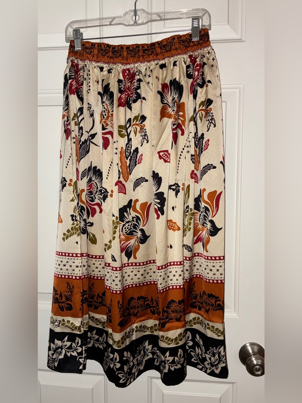 NWT Adrianna Papell Tie Floral Printed Midi Skirt Tropic Border‎ Vine Sz S - Picture 10 of 11